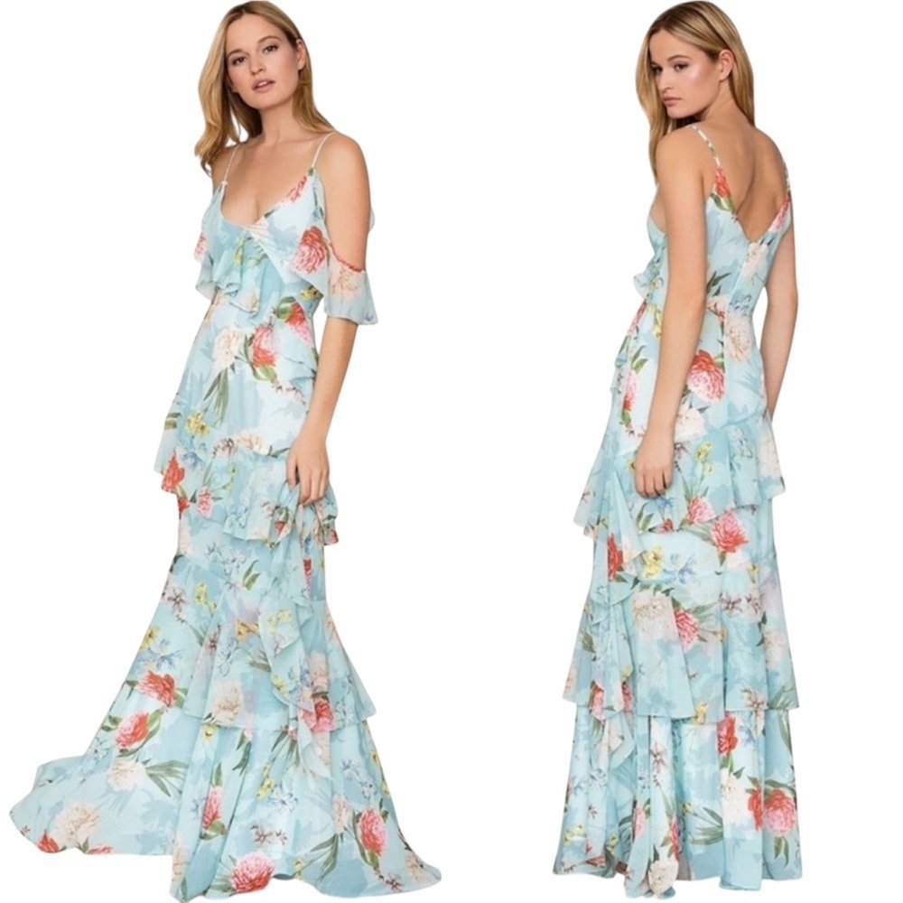 Yumi Kim Revolve Heart's Desire Tiered Ruffle Maxi Floral Dress Size S